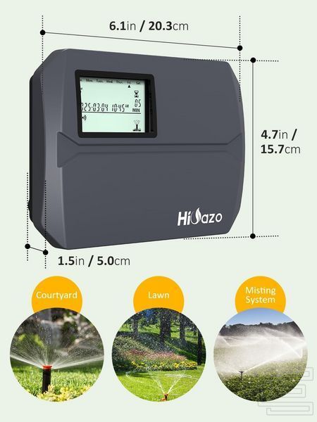 Контролер поливу із Wi-Fi HiOazo HSC-800W на 8 зон чорний | Інтелектуальні погодні пропуски, захист труб від гідроударів, режими Cycle & Soak | INKB114BK фото