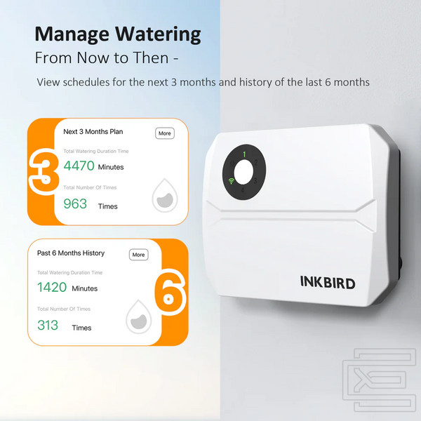 Контролер поливу Inkbird IIC-400-WIFI на 4 зони із Wi-Fi | керування через додаток, 4 цикли, підтримка датчика дощу, ручний та автоматичний режими | INKB257WT фото