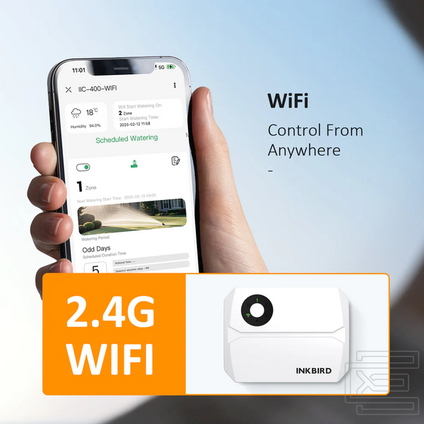 Контролер поливу Inkbird IIC-400-WIFI на 4 зони із Wi-Fi | керування через додаток, 4 цикли, підтримка датчика дощу, ручний та автоматичний режими | INKB257WT фото