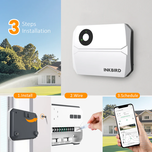 Контролер поливу Inkbird IIC-400-WIFI на 4 зони із Wi-Fi | керування через додаток, 4 цикли, підтримка датчика дощу, ручний та автоматичний режими | INKB257WT фото