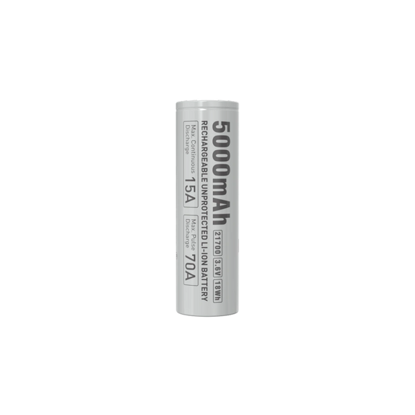 Акумуляторна батарея 21700 XTAR Raw 3.6V 5000mAh Li-ion без захисту | Надвисокоємна батарея 15A для ліхтарів, електротранспорту та збірок | XTR445 фото