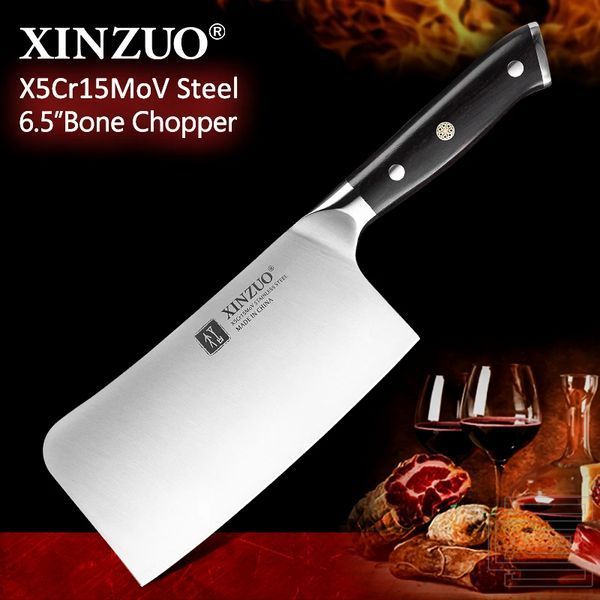 Ніж-сокирка для м'яса XINZUO B13S серії YU кухонний, лезо 165мм, німецька нержавіюча сталь 1.4116, 56-58HRC, ебенове чорне дерево (ZEN111) | ZEN111 фото