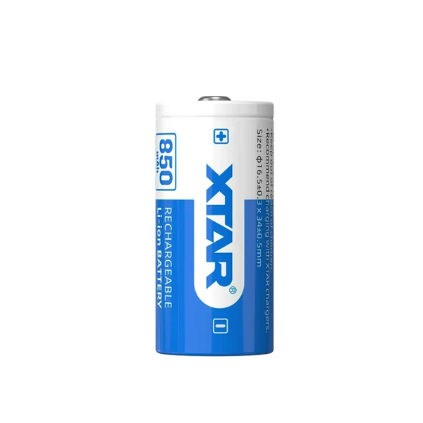 Акумуляторна батарея 16340 XTAR White-Blue 3.6V (4.2V-2.75V) Li-ion 850mAh | мaкс. заряд - 0.65А / розряд - 2.5А | 1шт. (XTR321) | XTR321 фото