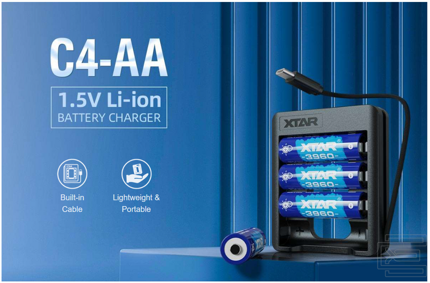 Зарядний пристрій XTAR C4-AA Type-C на 4 слоти для акумуляторів AA | XTR447 фото
