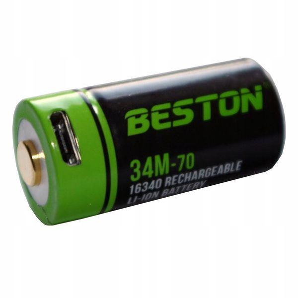 Акумуляторна батарея 16340 (RCR123) Beston Micro-USB 3V 800mAh Li-ion | набір 2шт. із кабелем (BST370) | BST370 фото