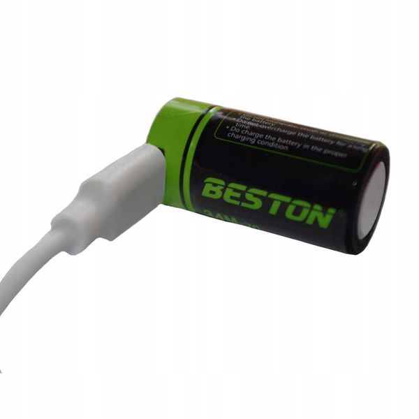 Акумуляторна батарея 16340 (RCR123) Beston Micro-USB 3V 800mAh Li-ion | набір 2шт. із кабелем (BST370) | BST370 фото