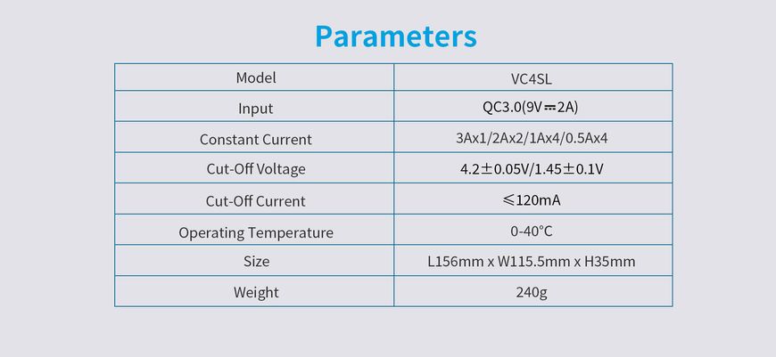 Зарядний пристрій XTAR VC4SL Type-C 10440~32650 3.6V/3.7V Li-ion / AAAA~D 1.2V Ni-Mh З дисплеєм QC3.0 | заряд - 3Ax1, 2Ax2, 1Ax4, 0.5Ax4 | 4 слоти (XTR350) | XTR350 фото