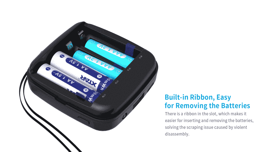 Набір акумуляторна батарея ААА XTAR Blue 1.5V Li-ion 1200mWh/750mAh 4шт. та зарядний пристрій XTAR BC4 Type-C | XTR326 фото