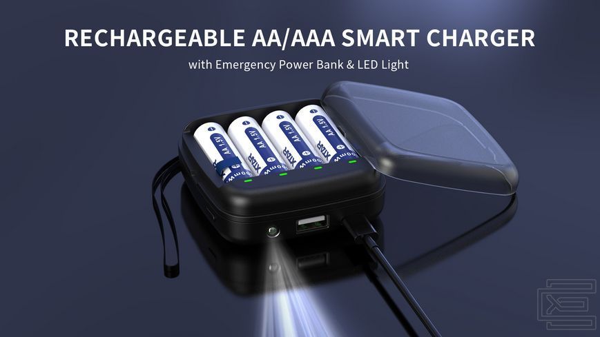 Набір акумуляторна батарея ААА XTAR Blue 1.5V Li-ion 1200mWh/750mAh 4шт. та зарядний пристрій XTAR BC4 Type-C | XTR326 фото