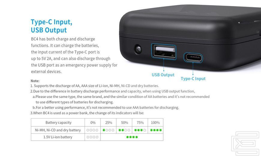 Набір акумуляторна батарея ААА XTAR Blue 1.5V Li-ion 1200mWh/750mAh 4шт. та зарядний пристрій XTAR BC4 Type-C | XTR326 фото