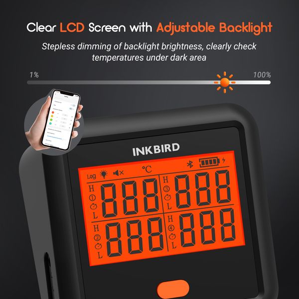 BBQ термометр Inkbird IDT-34C-B цифровий із Bluetooth 5.1 на 4 кольорові щупи (INKB213) | INKB213 фото