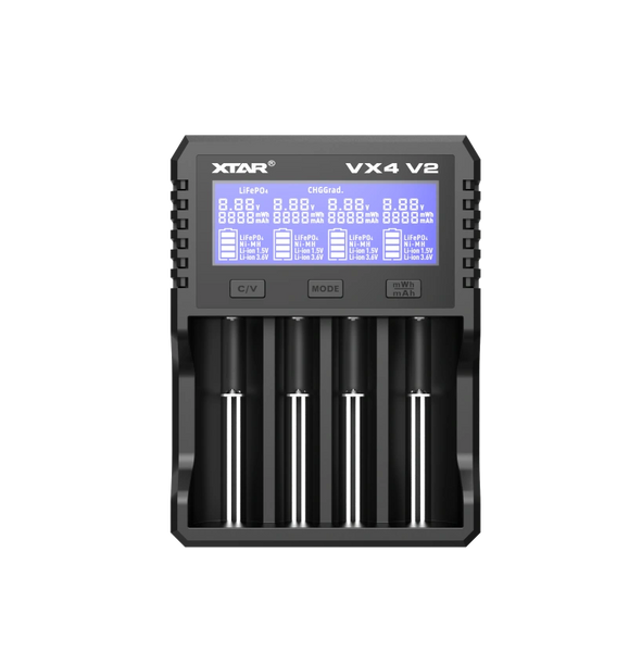 Зарядний пристрій XTAR VX4 V2 Type-C 10440~32650 1.5V/3.6V/3.7V Li-ion, 3.2V LiFePo4, 1.2V Ni-Mh, 3.2V LiFePo4 із дисплеєм QC3.0 | заряд - 3Ax1, 2Ax2, 1Ax4, 0.5Ax4, 0.25Ax4| 4 слоти SET із БЖ PD20W | XTR354S фото