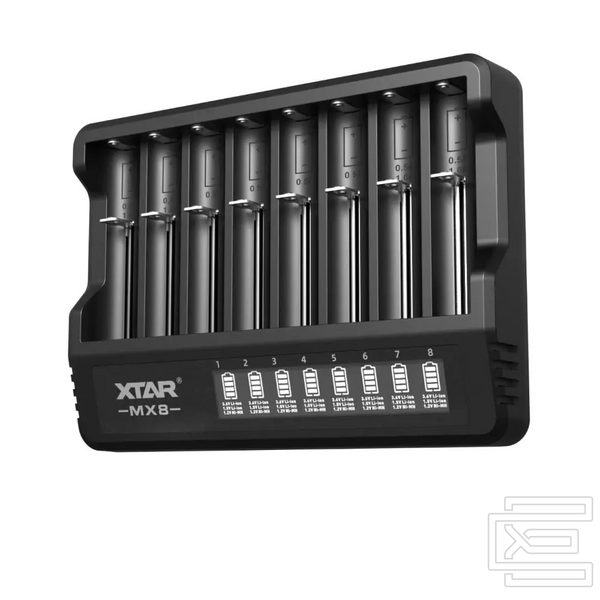 Зарядний пристрій XTAR MX8 із дисплеєм Type-C 10440~26650 1.5V/3.6V/3.7V Li-ion, 1.2V Ni-Mh | 8 слотів | SET | XTR367S фото