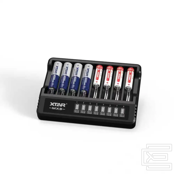 Зарядний пристрій XTAR MX8 із дисплеєм Type-C 10440~26650 1.5V/3.6V/3.7V Li-ion, 1.2V Ni-Mh | 8 слотів | SET | XTR367S фото