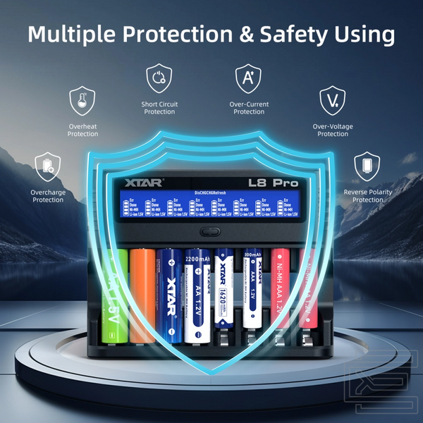 Зарядний пристрій XTAR L8 Pro Type-C на 8 слотів для акумуляторів формату AA та AAA Li-ion 1.5V та Ni-MH з дисплеєм | XTR449 фото