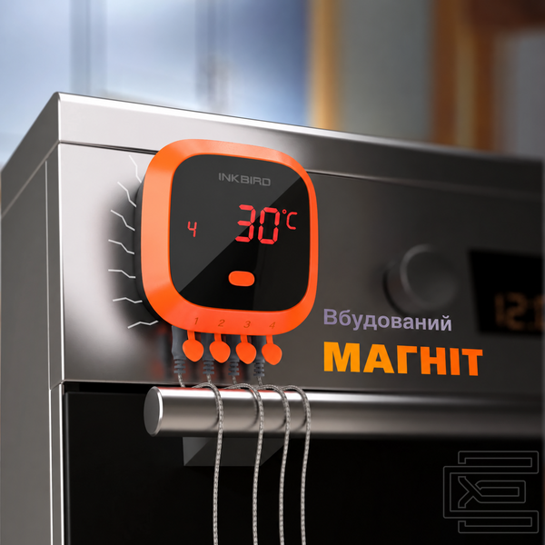 BBQ термометр Inkbird IBT-4XC Bluetooth із захистом IPX5 на 4 щупи для м'яса, гриля, духовки та коптильні | мобільний додаток INKBIRD | дальність до 50 м | акумулятор до 40 годин | INKB125 фото