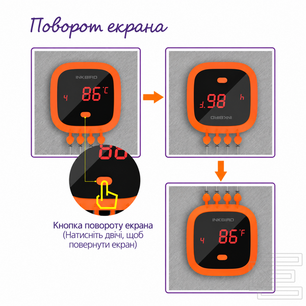 BBQ термометр Inkbird IBT-4XC Bluetooth із захистом IPX5 на 4 щупи для м'яса, гриля, духовки та коптильні | мобільний додаток INKBIRD | дальність до 50 м | акумулятор до 40 годин | INKB125 фото