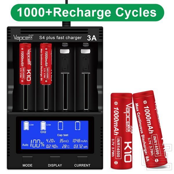 Акумуляторна батарея 14500 Vapcell INR14500-K10 8A 1000mAh 3,7В Li-ion без захисту (flat top) | PWR125 фото