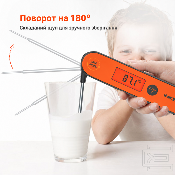 Термометр Inkbird IHT-1P миттєвого вимірювання для м'яса, гриля, випічки та кухні | поворотний щуп 180&deg;, захист IPX5, точність &plusmn;1&deg;C, акумулятор до 30 годин | кишеньковий термометр з магнітною задньою панеллю | INKB138 фото