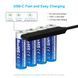 Акумуляторна батарея AA XTAR Blue LR-C 1.5V Li-ion 3000mAh з USB Type-C та LED індикатором | мaкс. розряд - 2.5А | набір 4шт. у пласт. кейсі із шнуром x4 Type-C | XTR359 фото 2