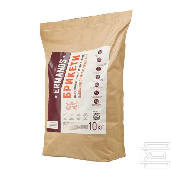 Брикети деревновугільні твердих порід Ermanos Hardwood Charcoal Briquettes 10 кг (ERS043-10) | ERS043-10 фото