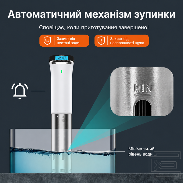 Су-від INKBIRD SSV-103-W занурювальний термостат-циркулятор із Wi-Fi для приготування м'яса, риби та овочів у вакуумі, потужність 1000 Вт, точність 0,1&deg;C, захист IPX7, таймер до 100 годин, керування зі смартфона | INKB295 фото