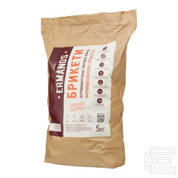 Брикети деревновугільні твердих порід Ermanos Hardwood Charcoal Briquettes 5 кг (ERS043-5) | ERS043-5 фото