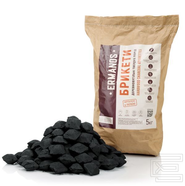 Брикети деревновугільні твердих порід Ermanos Hardwood Charcoal Briquettes 5 кг (ERS043-5) | ERS043-5 фото