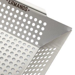 Вок Ermanos із нержавіючої сталі для гриля 34х34см перфорований (ERS053-XL) | ERS053-XL фото